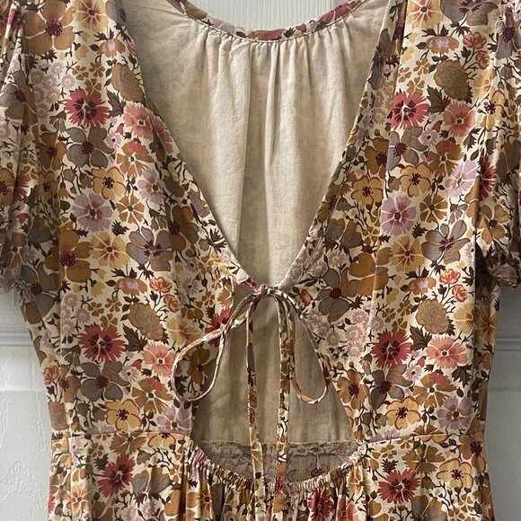 Floral maxi dress with cute back tie cutout by Madewell - size 00 - Picture 1 of 8